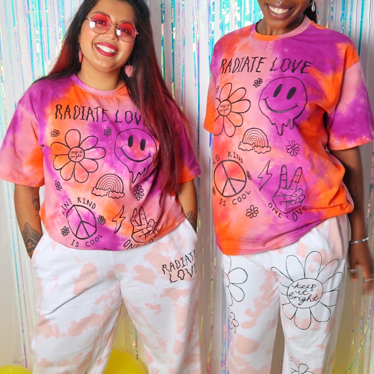hippie heart tie-dye t-shirt - sunset