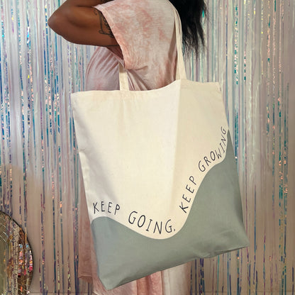 keep going, keep growing tote bag - green