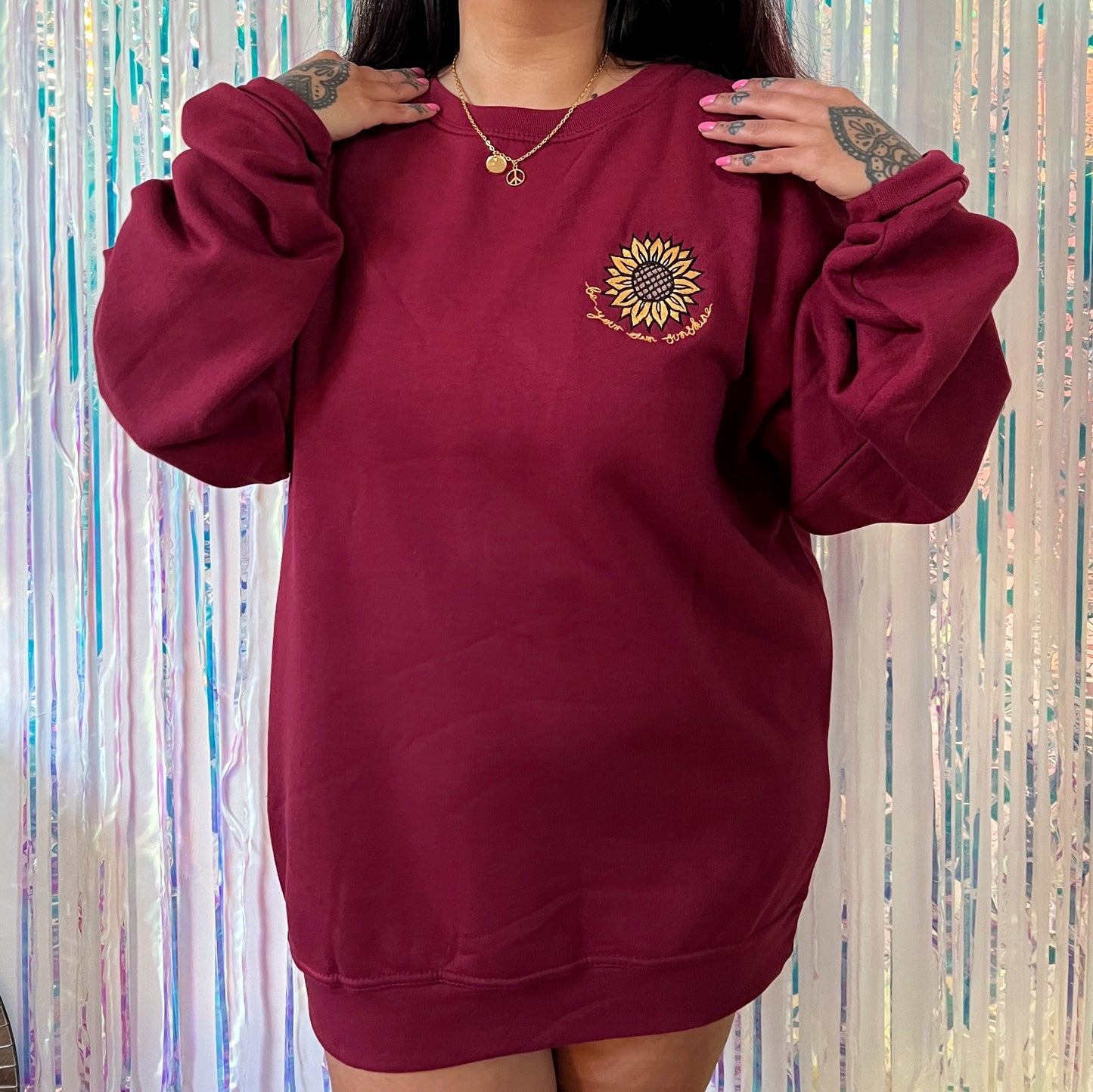 be your own sunshine embroidered sweatshirt - burgundy
