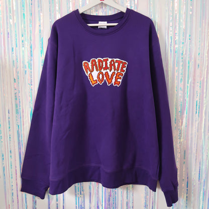 radiate love embroidered sweatshirt - purple