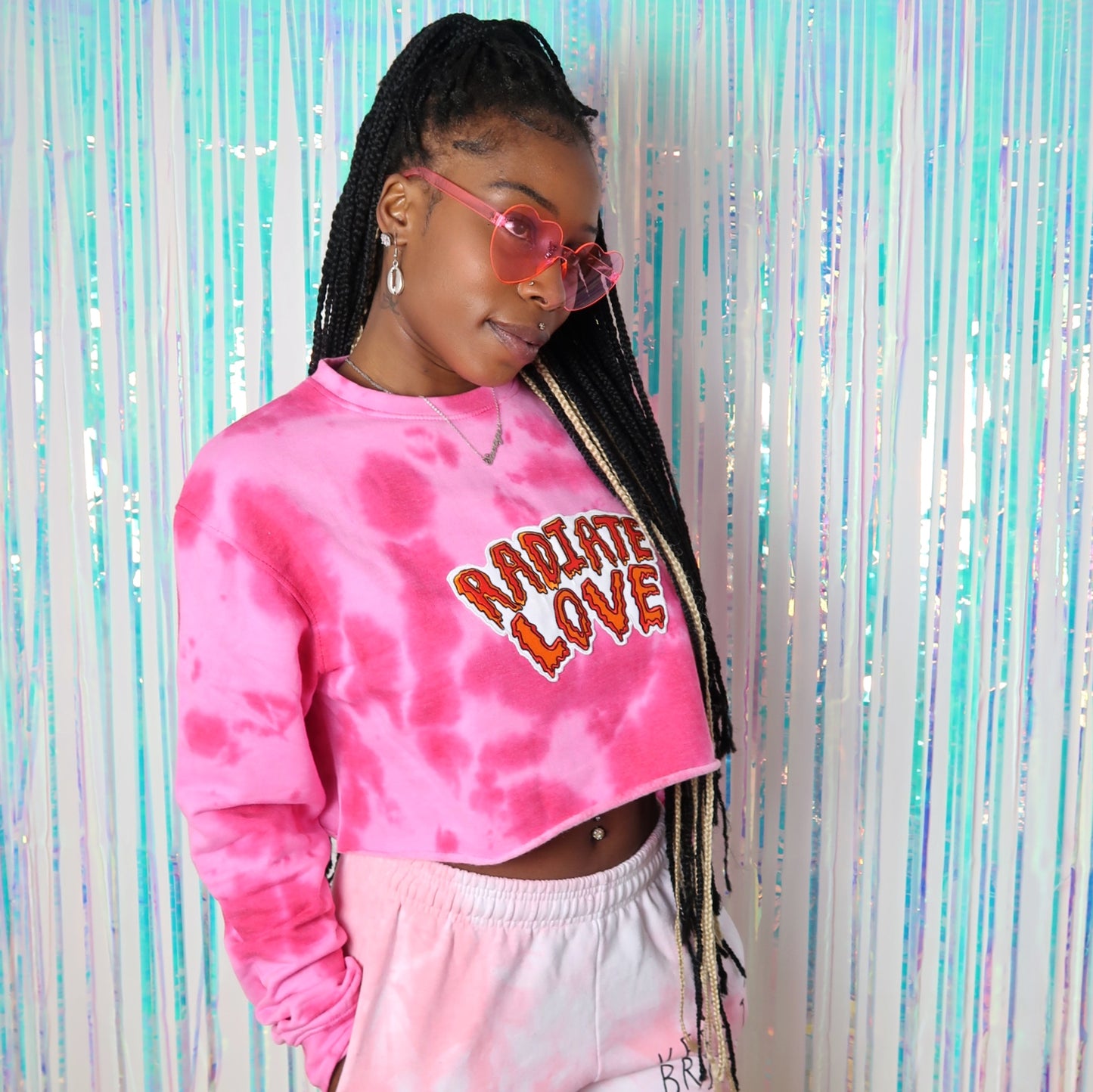 radiate love tie dye crop sweatshirt