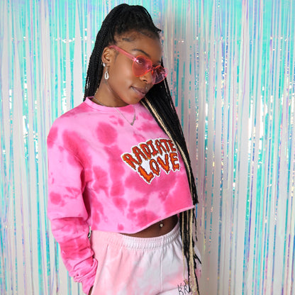 radiate love tie dye crop sweatshirt