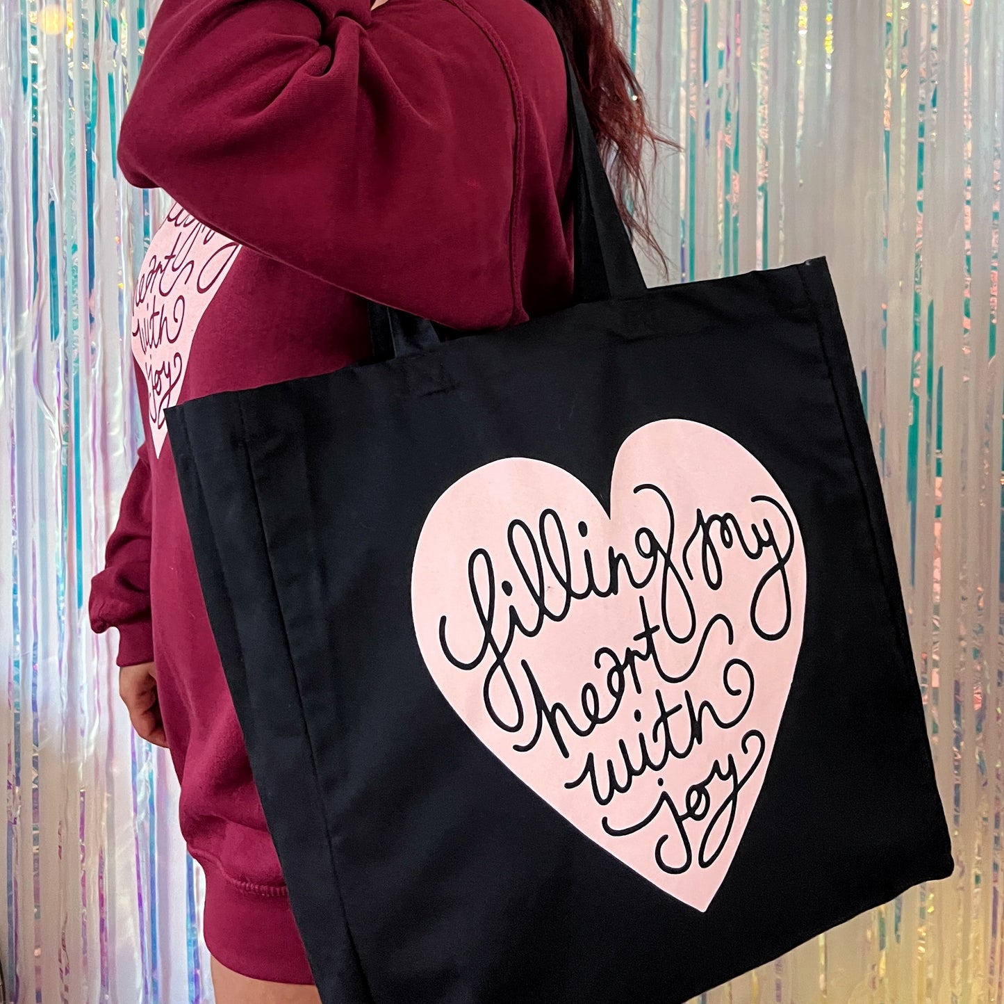 filling my heart with joy large tote bag