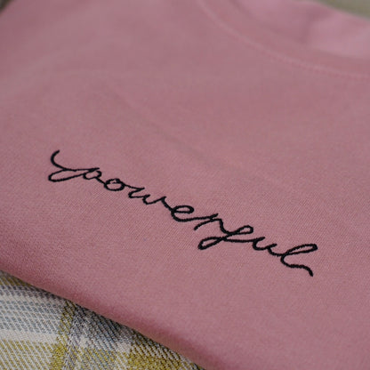 powerful embroidered crop sweatshirt - dusky pink