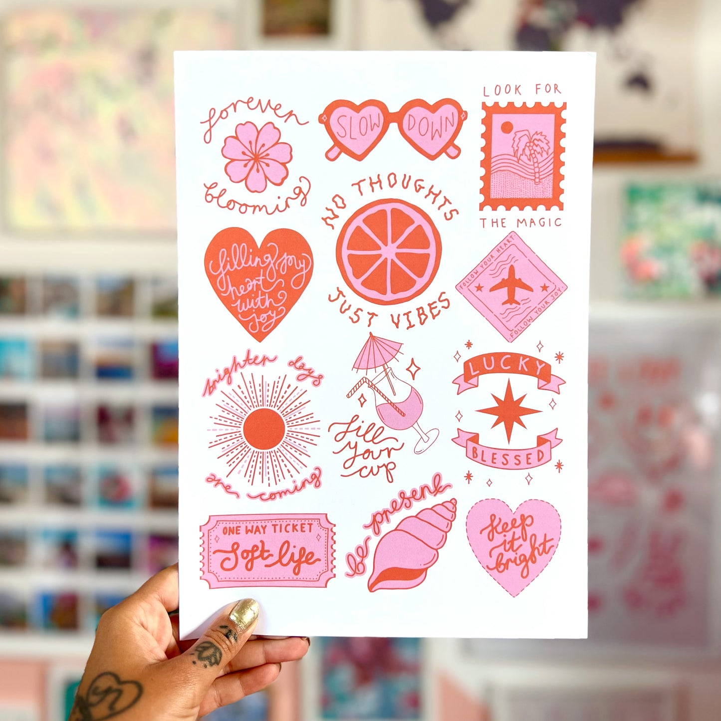 brighter days prints | pink & orange | A4 / A3