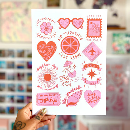 brighter days prints | pink & orange | A4 / A3