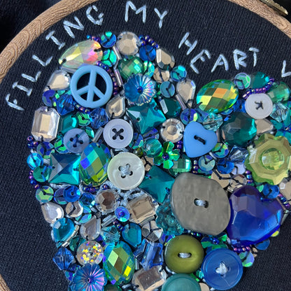 filling my heart with joy - hand-embellished sweatshirt - navy