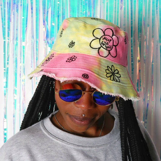 hippie heart bucket hat - tie dye