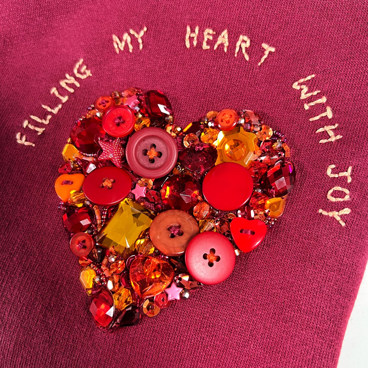 filling my heart with joy - hand-embellished sweatshirt