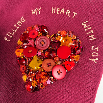 filling my heart with joy - hand-embellished sweatshirt