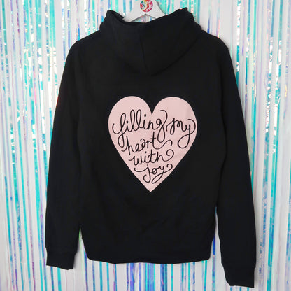 filling my heart with joy pullover hoodie - black