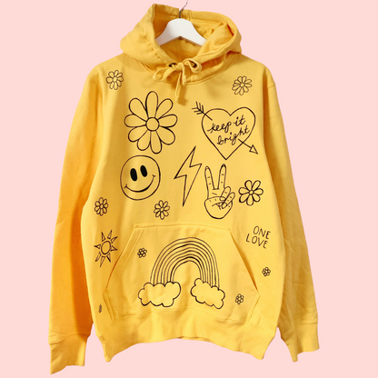 hippie heart hand-painted hoodie
