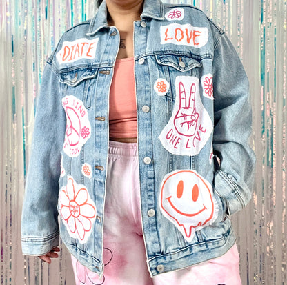 hippie heart denim jacket