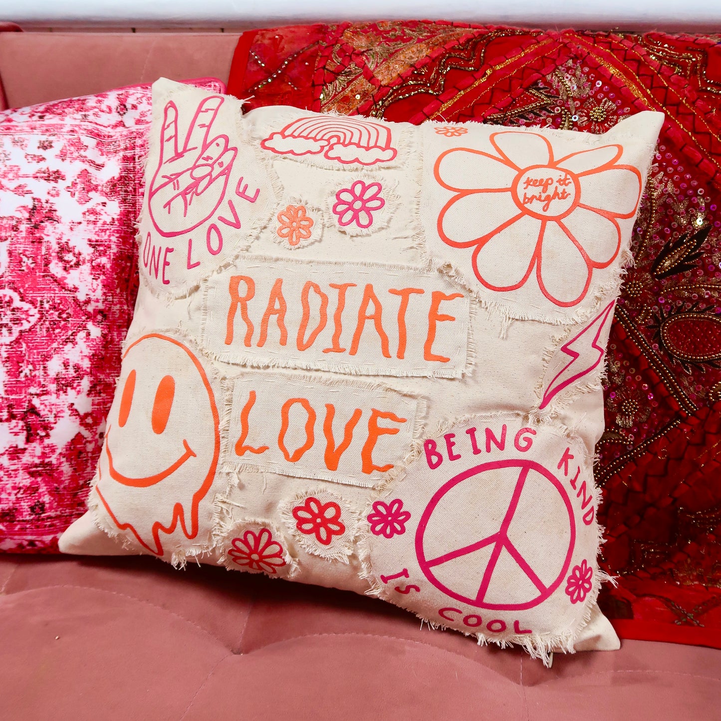 hippie heart cushion