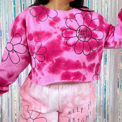 flower power tie-dye crop sweatshirt