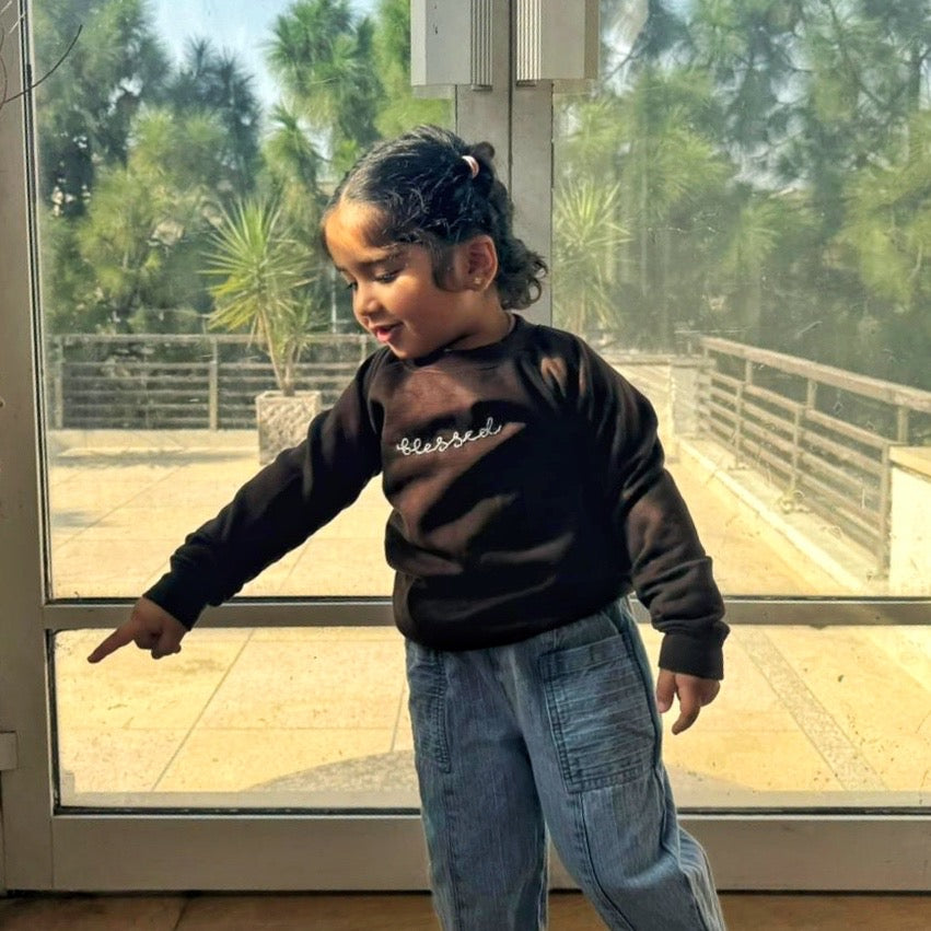 kids blessed hand-embroidered sweatshirt
