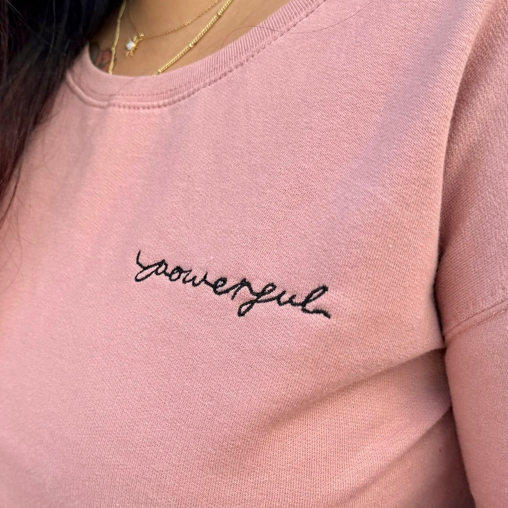powerful embroidered crop sweatshirt - pink