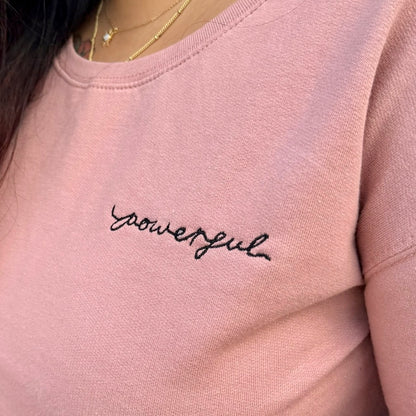 powerful embroidered crop sweatshirt - pink