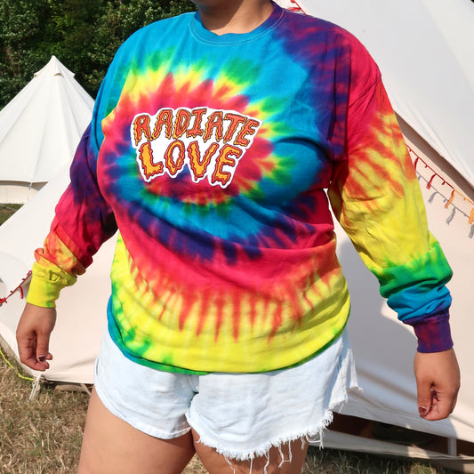 radiate love tie dye long sleeve top
