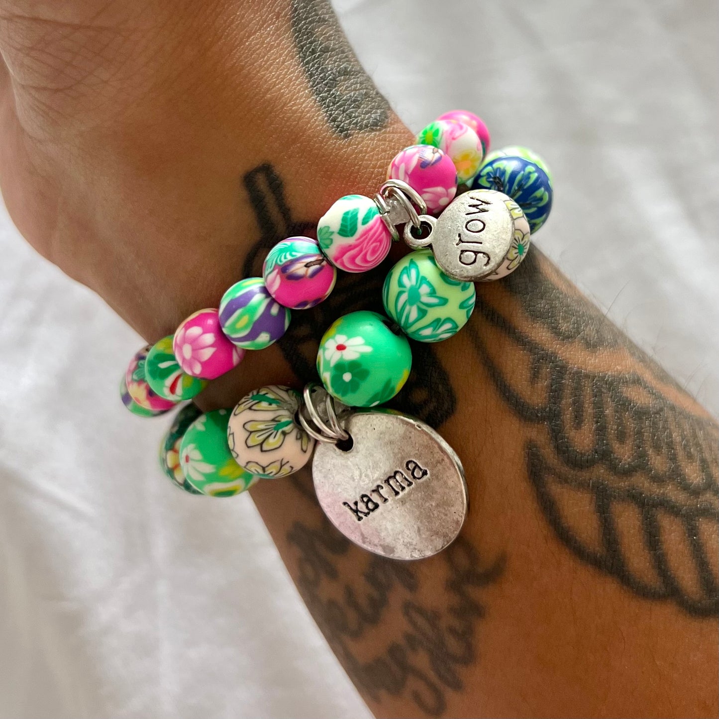 floral affirmation bracelets