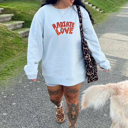 radiate love embroidered sweatshirt - light blue