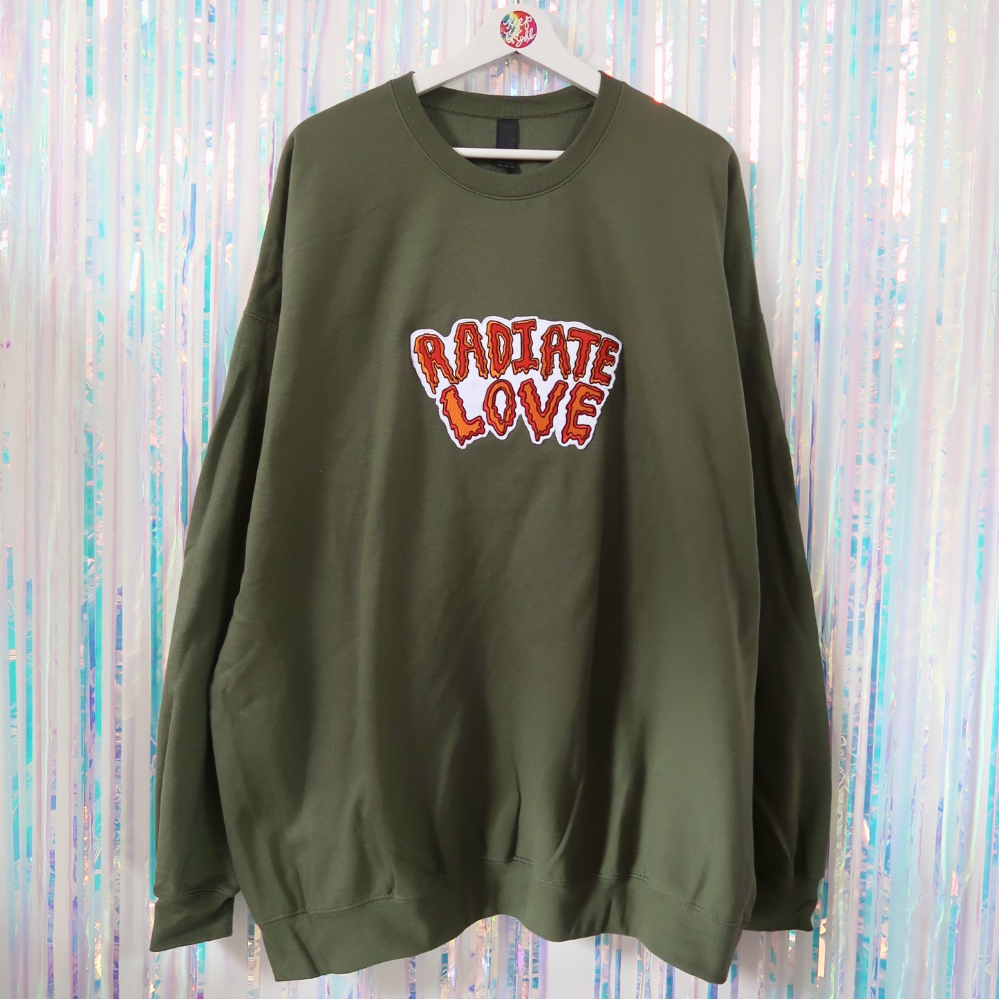 radiate love embroidered sweatshirt - khaki green