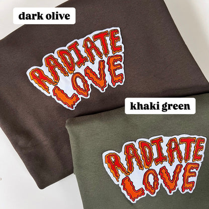 radiate love embroidered sweatshirt - khaki green