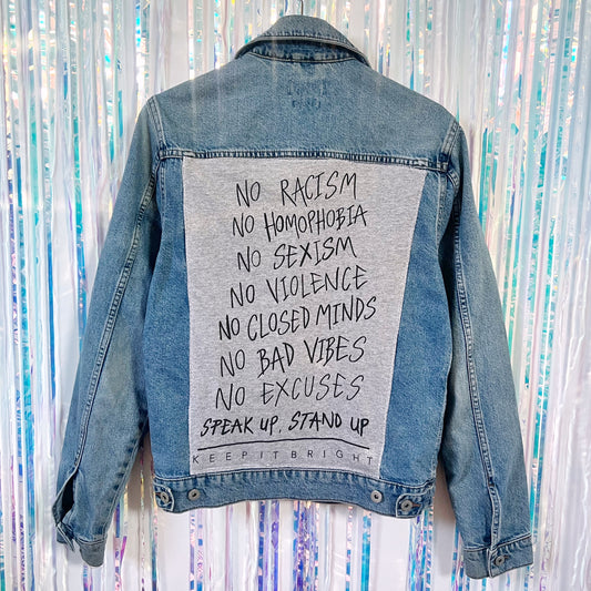stand up, speak up denim jacket
