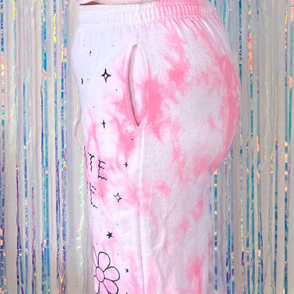 scrawl tie dye lounge pants