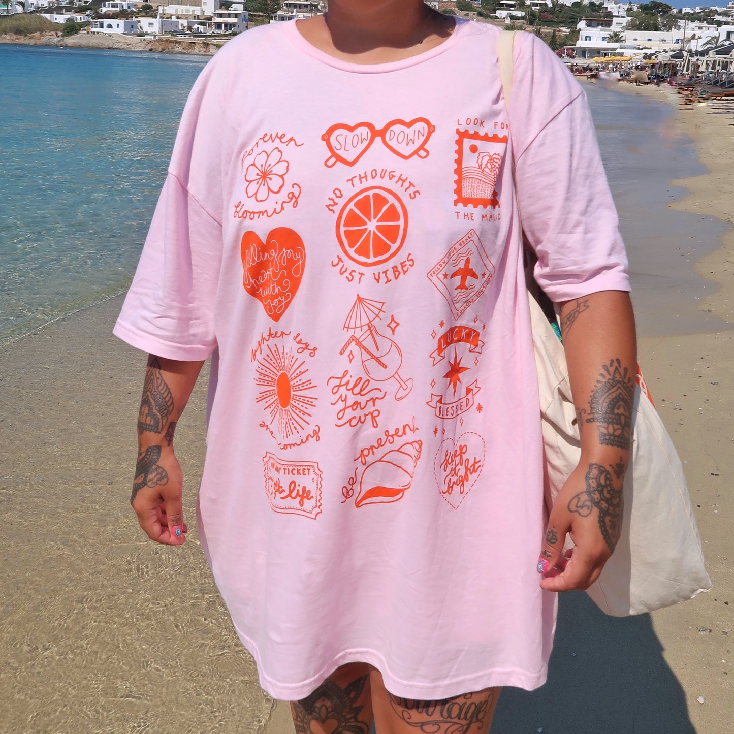 brighter days t-shirt - pink & orange