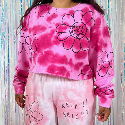 flower power tie-dye crop sweatshirt