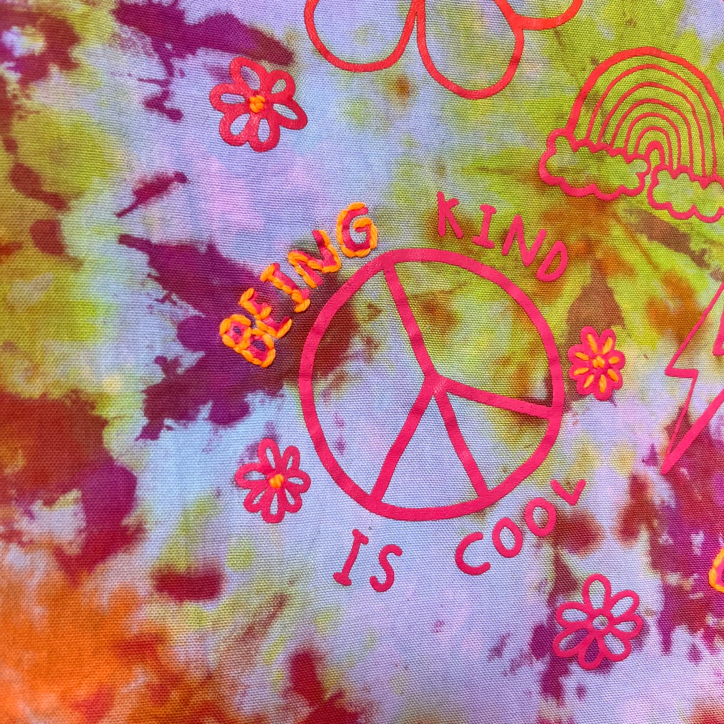 hippie heart tie dye wall hanging - sunset