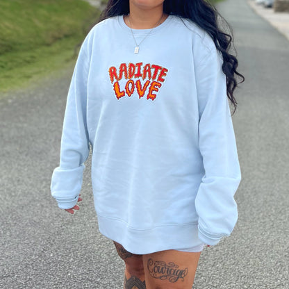 radiate love embroidered sweatshirt - light blue