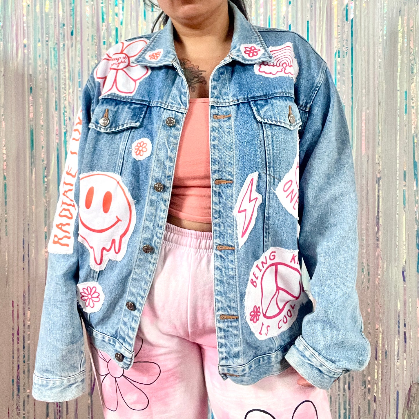 hippie heart denim jacket