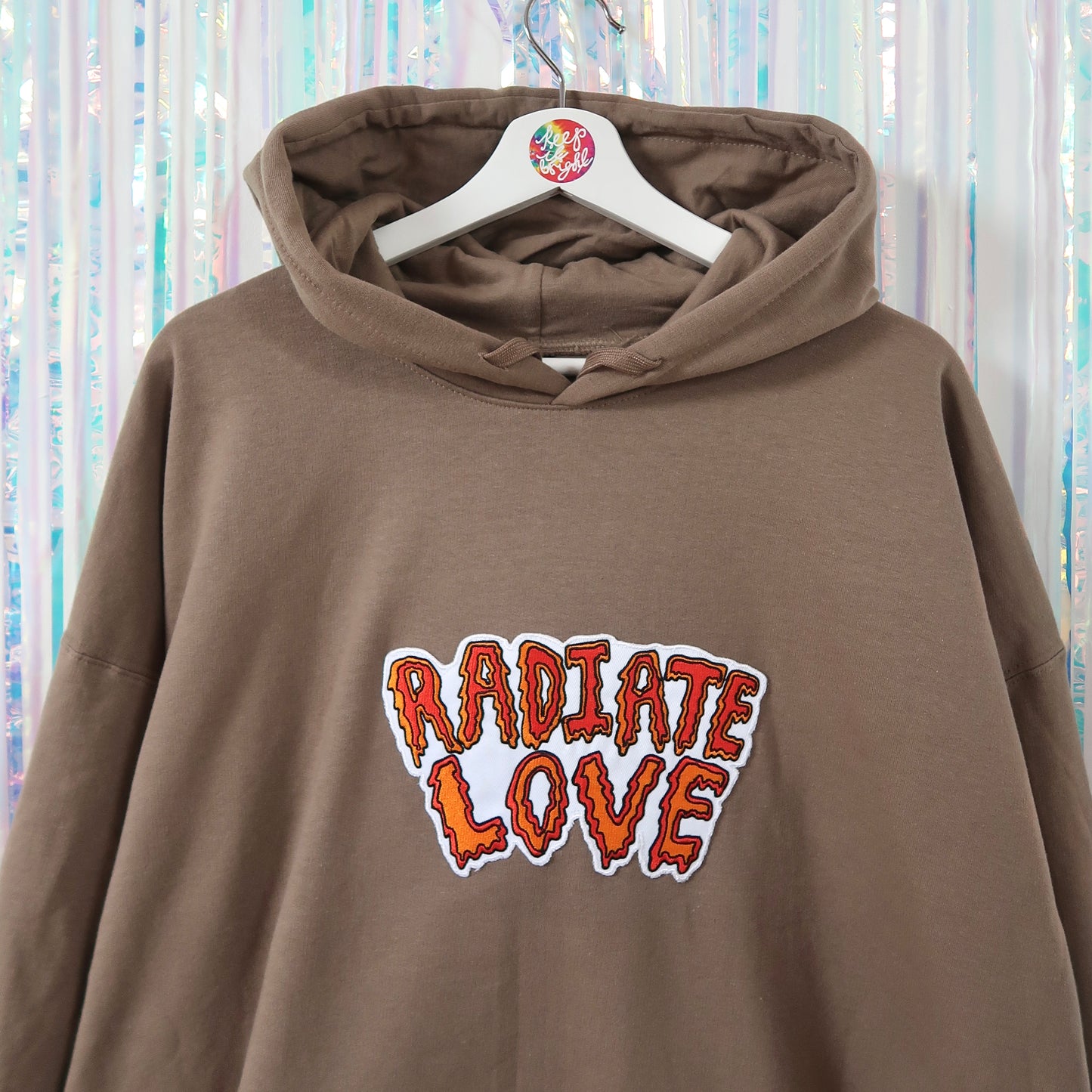 radiate love embroidered hoodie - iced latte