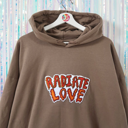 radiate love embroidered hoodie - iced latte