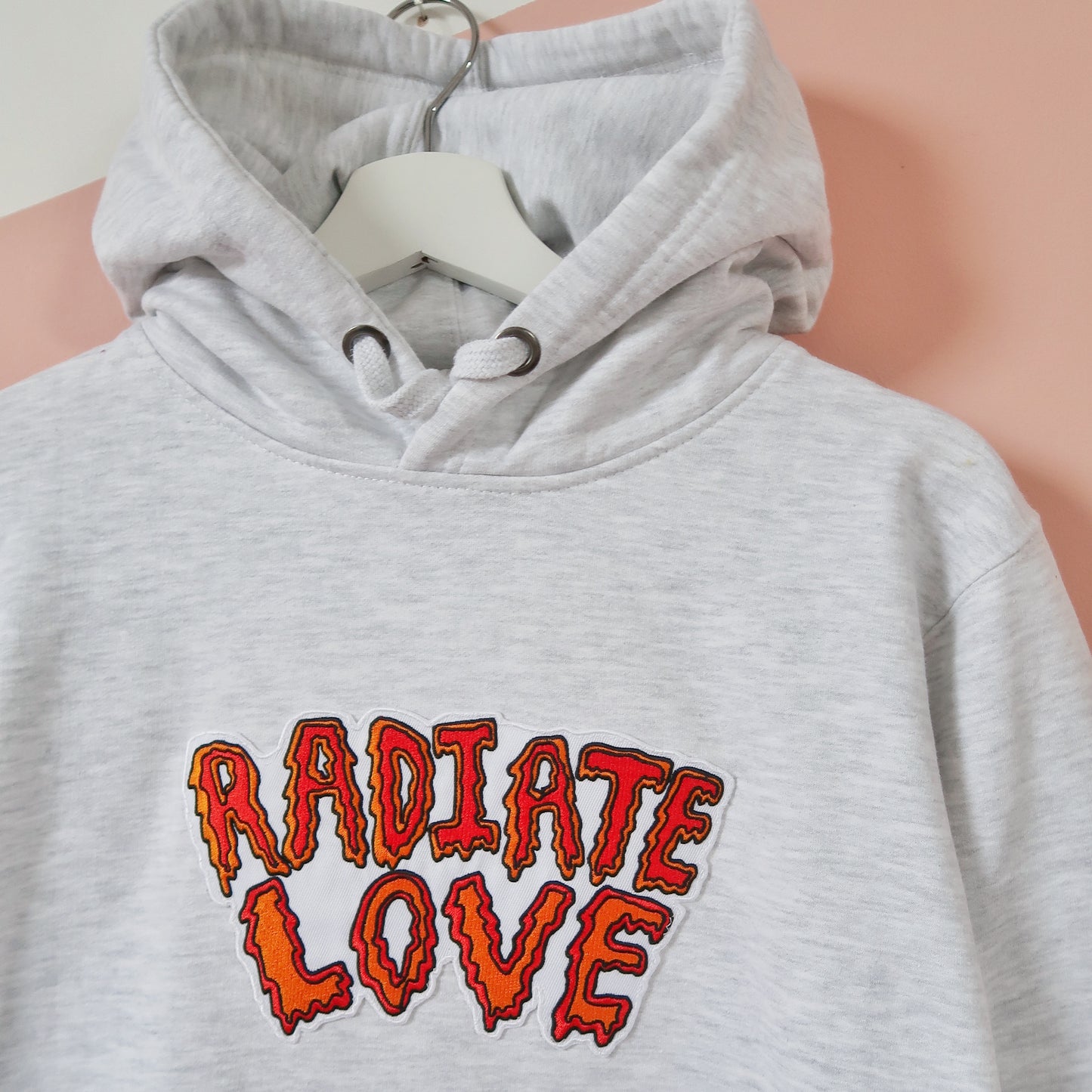 radiate love embroidered hoodie - light grey