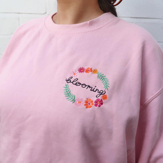 blooming embroidered sweatshirt - baby pink
