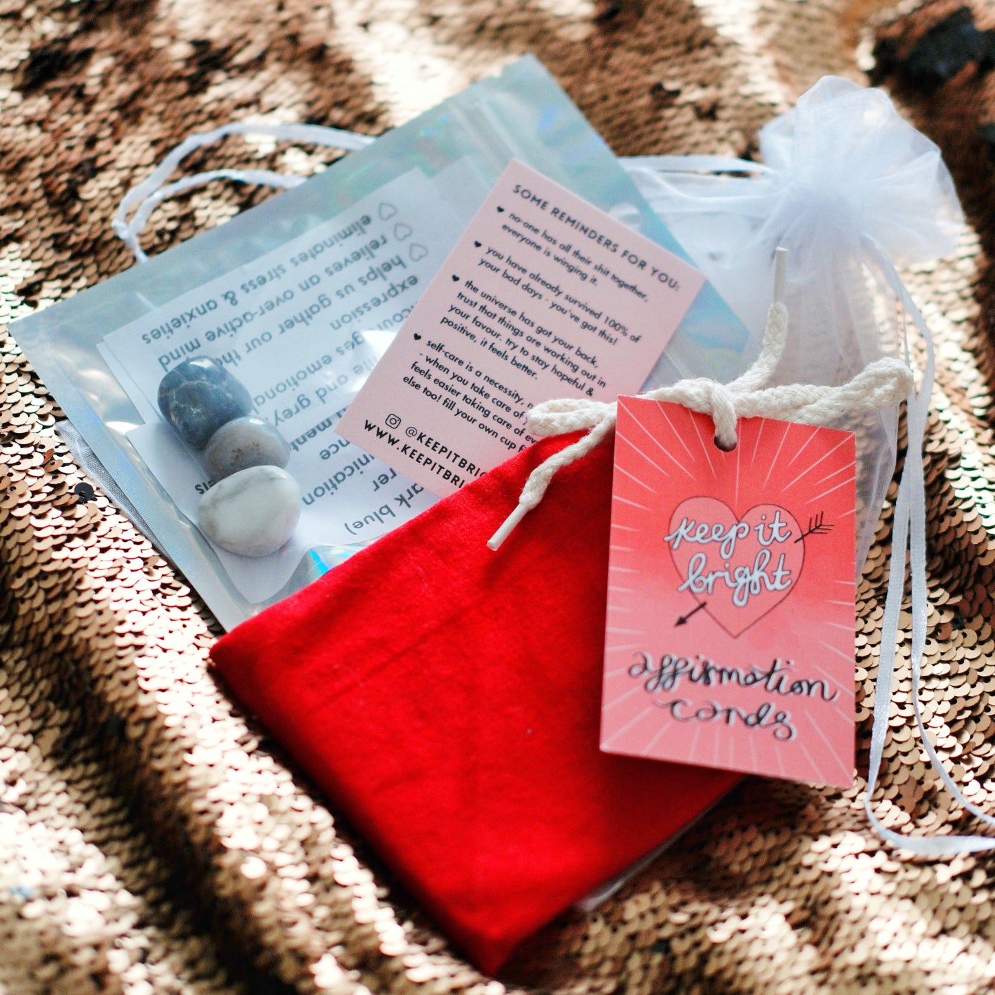 affirmation card & crystals set