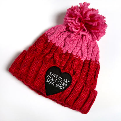 kind heart, fierce mind, brave spirit bobble hat
