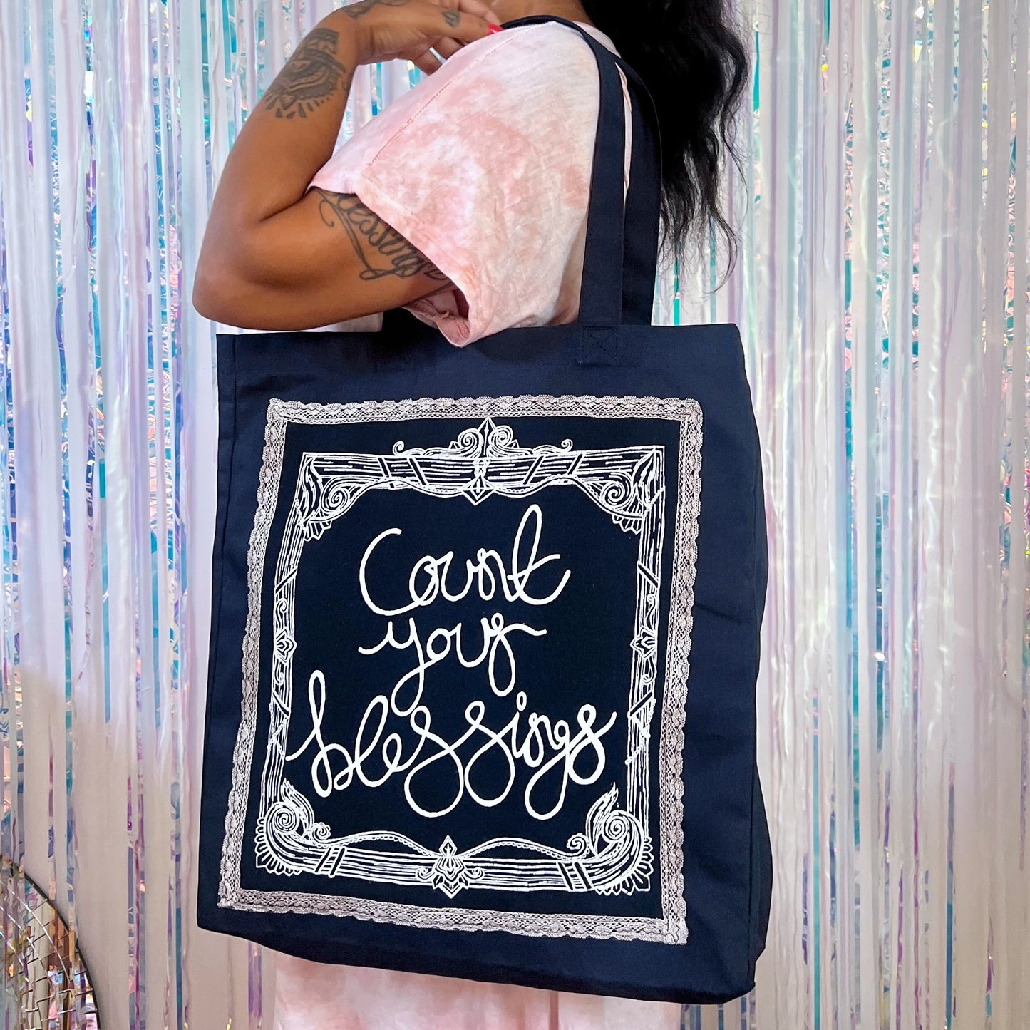 count your blessings tote bag - navy