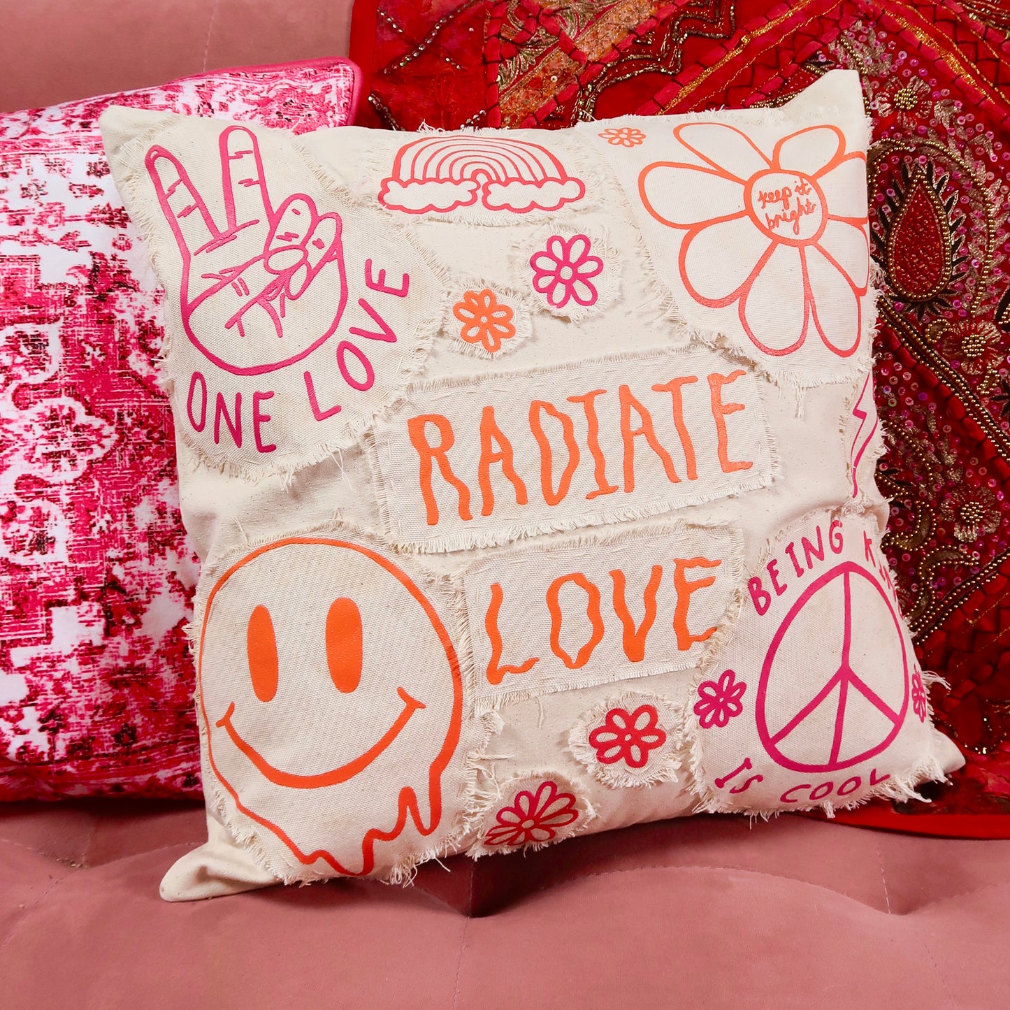 hippie heart cushion