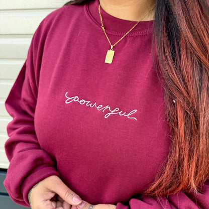 powerful embroidered sweatshirt - burgundy