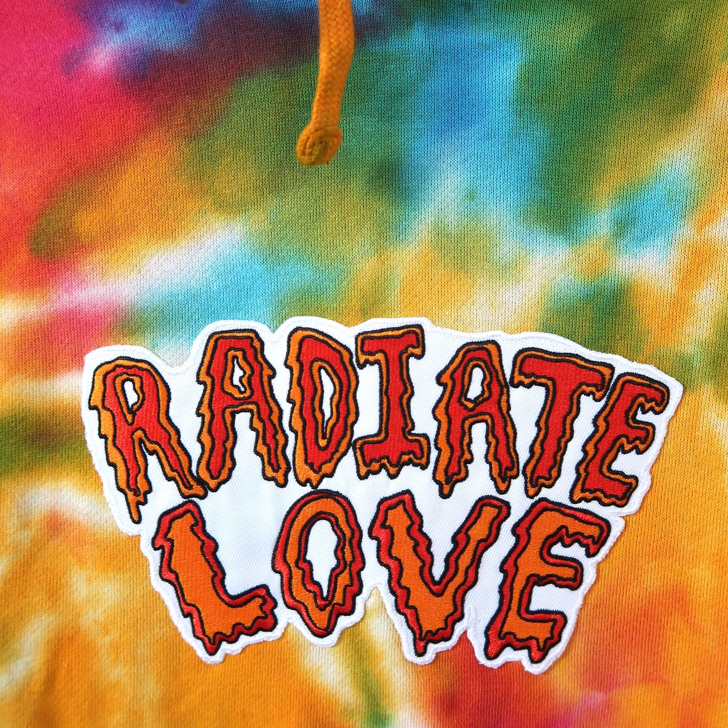 radiate love embroidered hoodie - tie dye