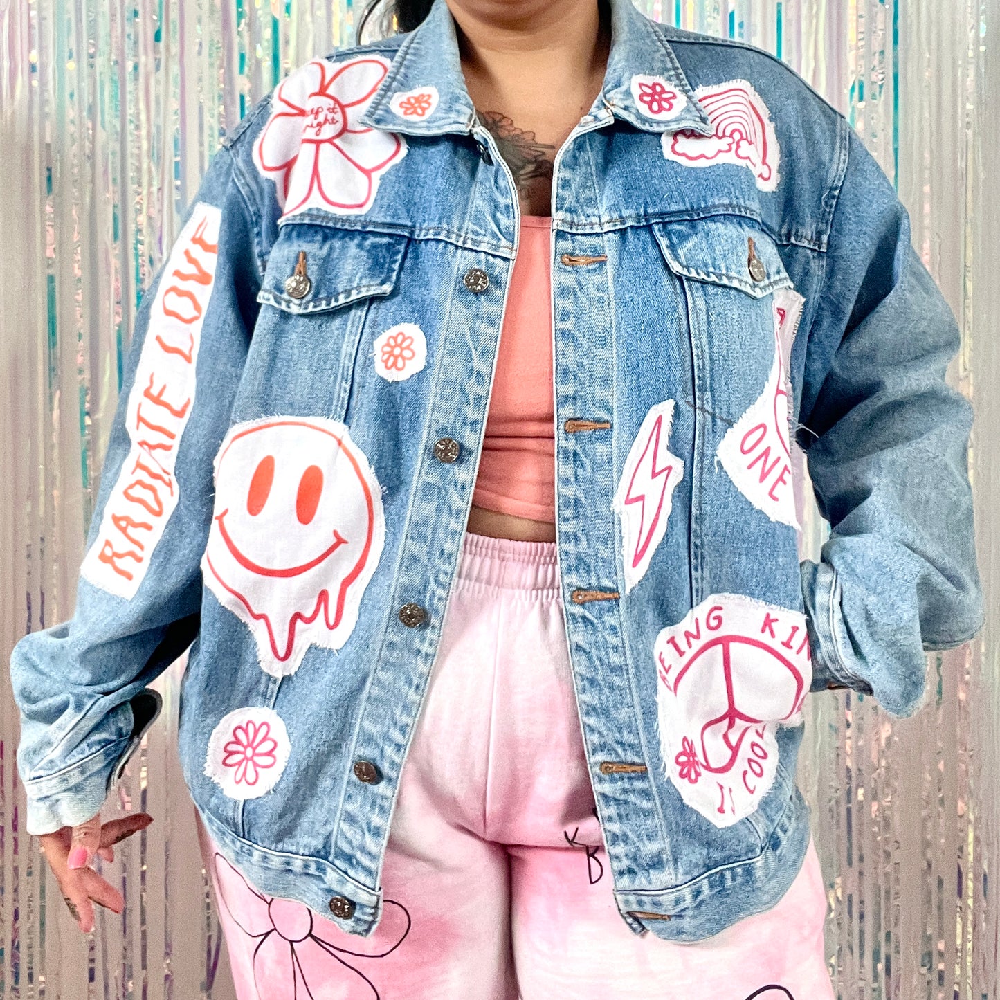 hippie heart denim jacket