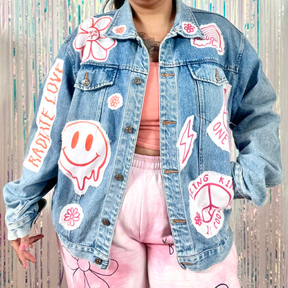 hippie heart denim jacket