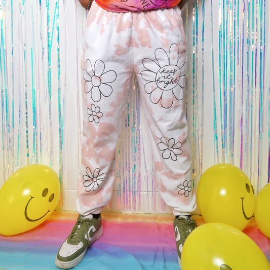 hippie heart tie dye lounge pants / joggers - peach