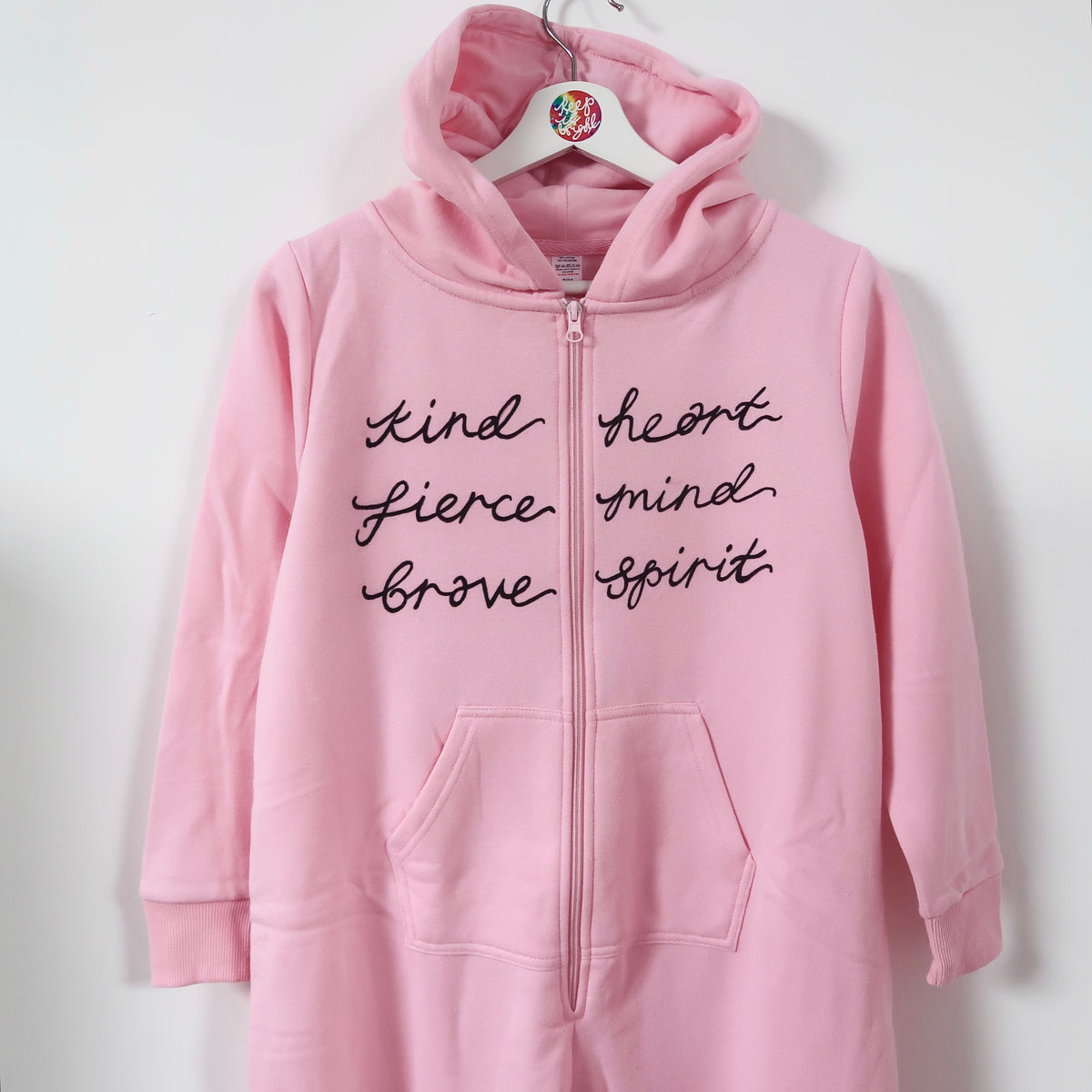 kind heart, fierce mind, brave spirit - kids onesie - pink