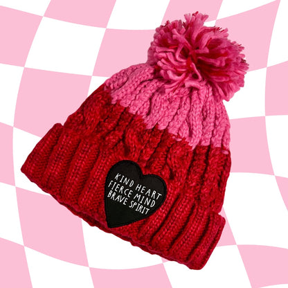 kind heart, fierce mind, brave spirit bobble hat