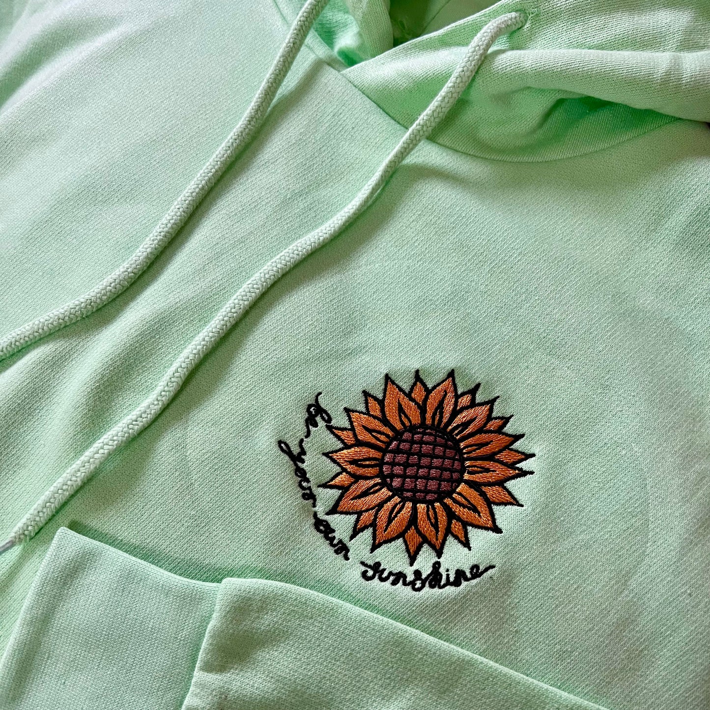 be your own sunshine embroidered pullover hoodie - mint